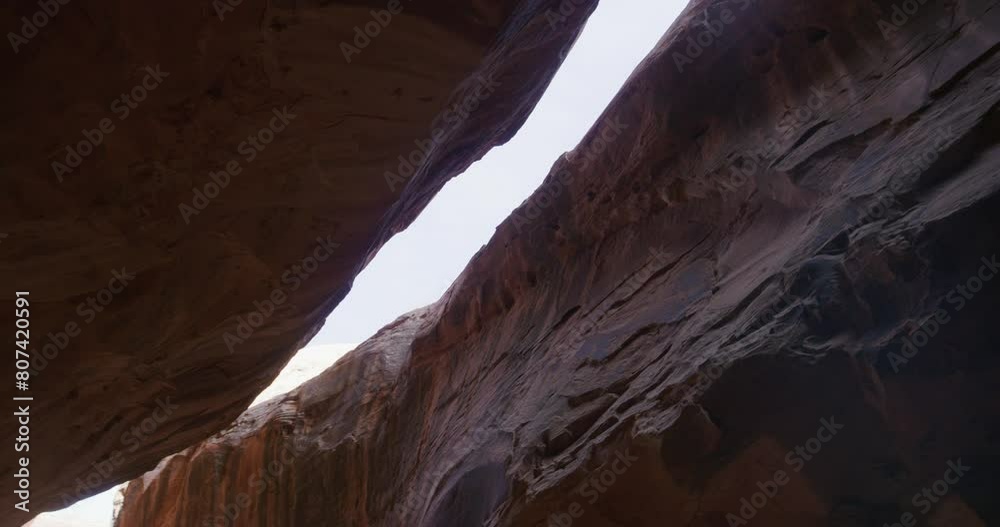 Epic panning, tilting shot in red, rocky crevice Epic panning, tilting shot in red, rocky crevice