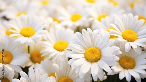 Vibrant field of white daisies