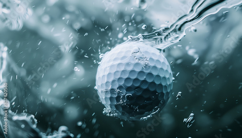 Golf ball and water splash 
