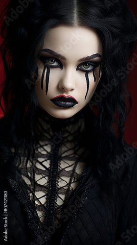 dark gothic woman with dramatic makeup