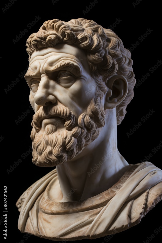 Detailed sculpture of a bearded man with curly hair Detailed sculpture of a bearded man with curly hair