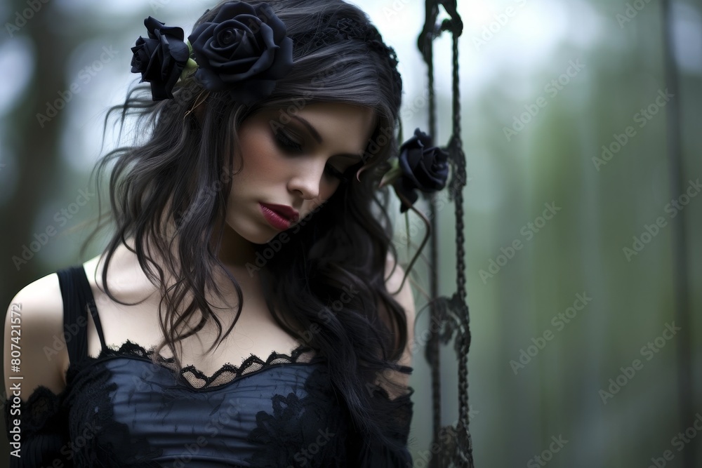 Mysterious woman in dark gothic style Mysterious woman in dark gothic style