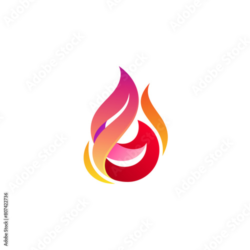 Symbol fire logo, Flame icon template, red color