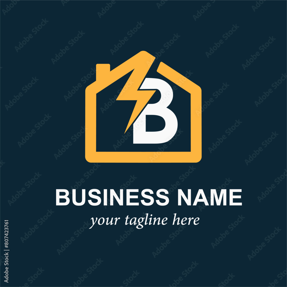 Electric Logo with Lightning Bolt. Initial Letter B and Thunder Bolt for Electrical Service or Business Logo Idea Design Electric Logo with Lightning Bolt. Initial Letter B and Thunder Bolt for Electrical Service or Business Logo Idea Design