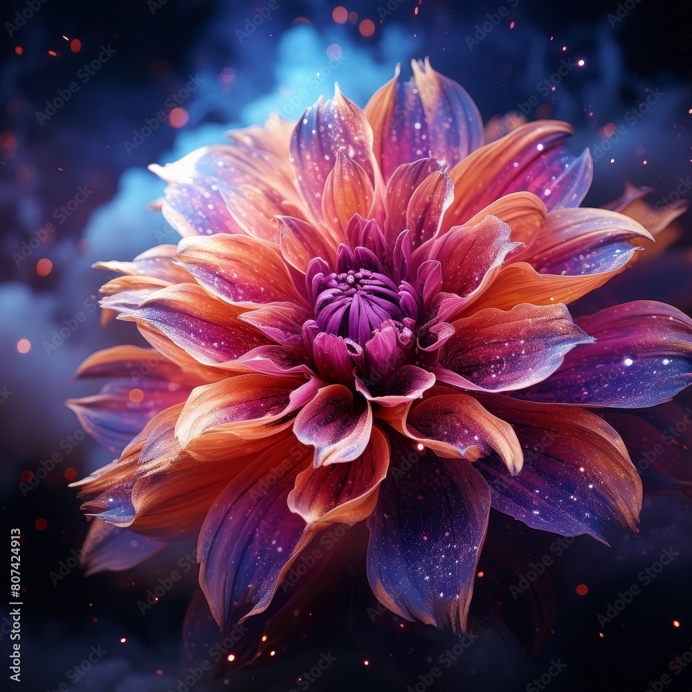 Vibrant Dahlia Flower in Magical Lighting Vibrant Dahlia Flower in Magical Lighting