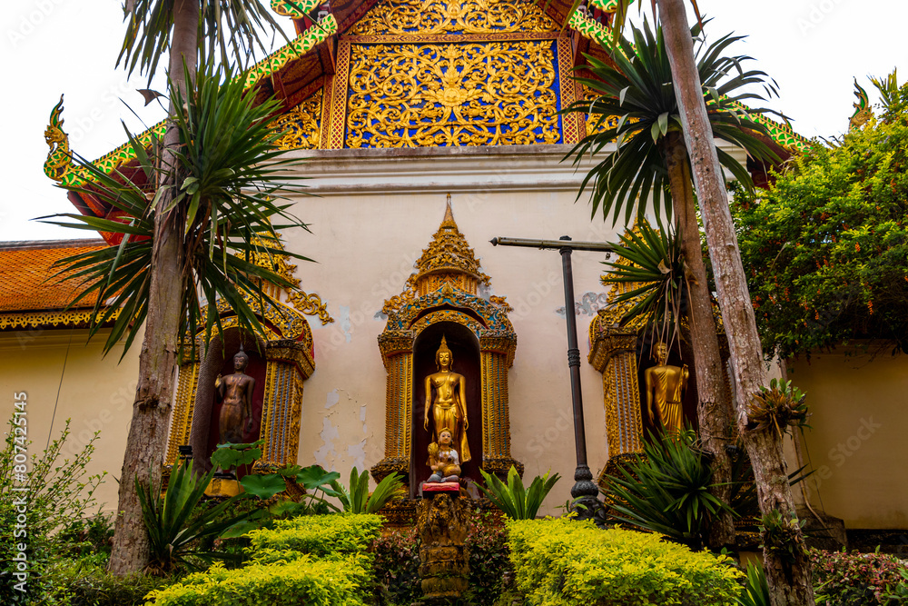 Golden Wat Phra That Doi Suthep temple building Chiang Mai Thailand.