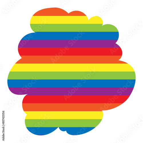 LGBT Pride Month in June. Lesbians, gays, bisexuals, transsexuals. LGBT flag. Rainbow love concept. Human rights and tolerance. Poster, postcard, banner, icon. Cloud illustration on a white background