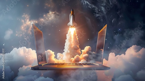 rocket launch for PC/ Laptop illustration photo