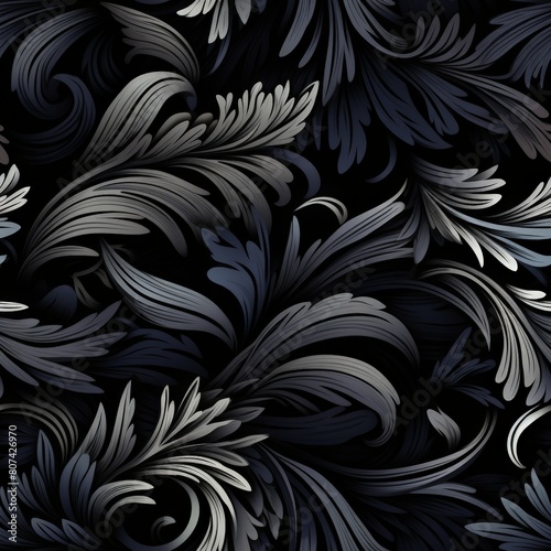 Seamless Black Floral Wallpaper