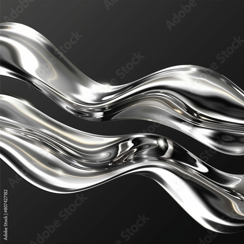 Smooth Silver Mercury Waves Sliding Seamlessly Across