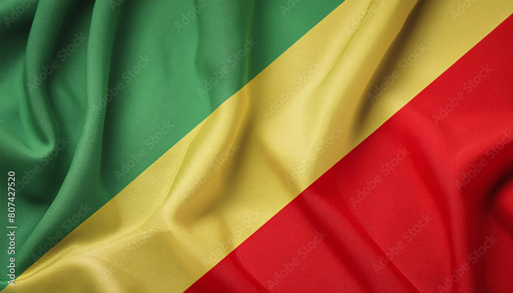 Realistic Artistic Representation of The Republic of the Congo waving flag