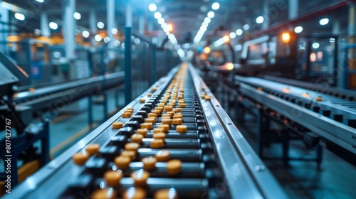 industrial automation, robotic automation streamlining manufacturing processes by processing raw materials on a conveyor belt in an automated machine