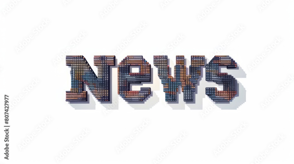 The word News created in Pixel Art.