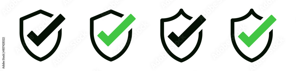 Shield check mark icon or security shield protection icon with tick symbol Shield check mark icon or security shield protection icon with tick symbol