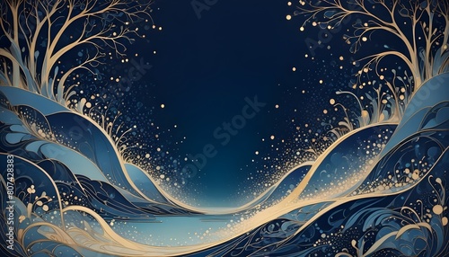 Clear Plain Shiny Warm Soft Vintage Bokeh Cloudy Wave Like Geometric Blue Background or Texture