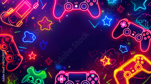 Gaming Icons and Neon Wallpaper Design Images..