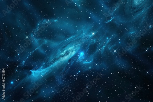 Blue dark night sky with many stars. Milkyway cosmos background - generative ai © Nia™