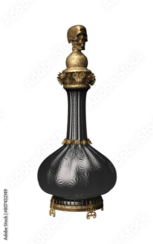 3d render bottle of potion skull witchcraft isolated