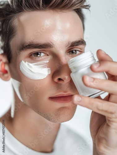 A man applying skincare pro...