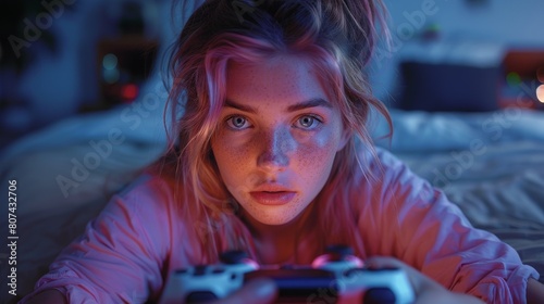 Young woman sitting at home...