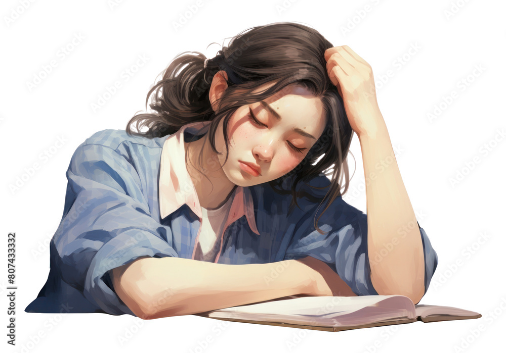 PNG Sleeping reading female tired. PNG Sleeping reading female tired.