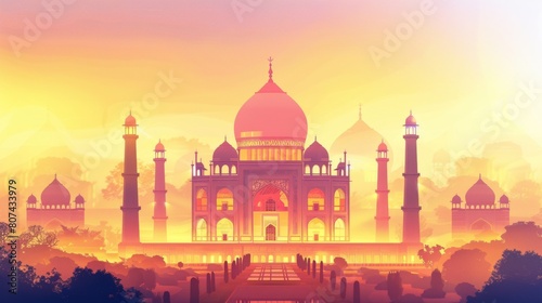 A historical monument or landmark symbolizing cultural heritage. abstract background.