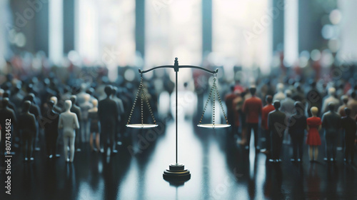 Scale of justice with scale of justice. Law and justice concept.