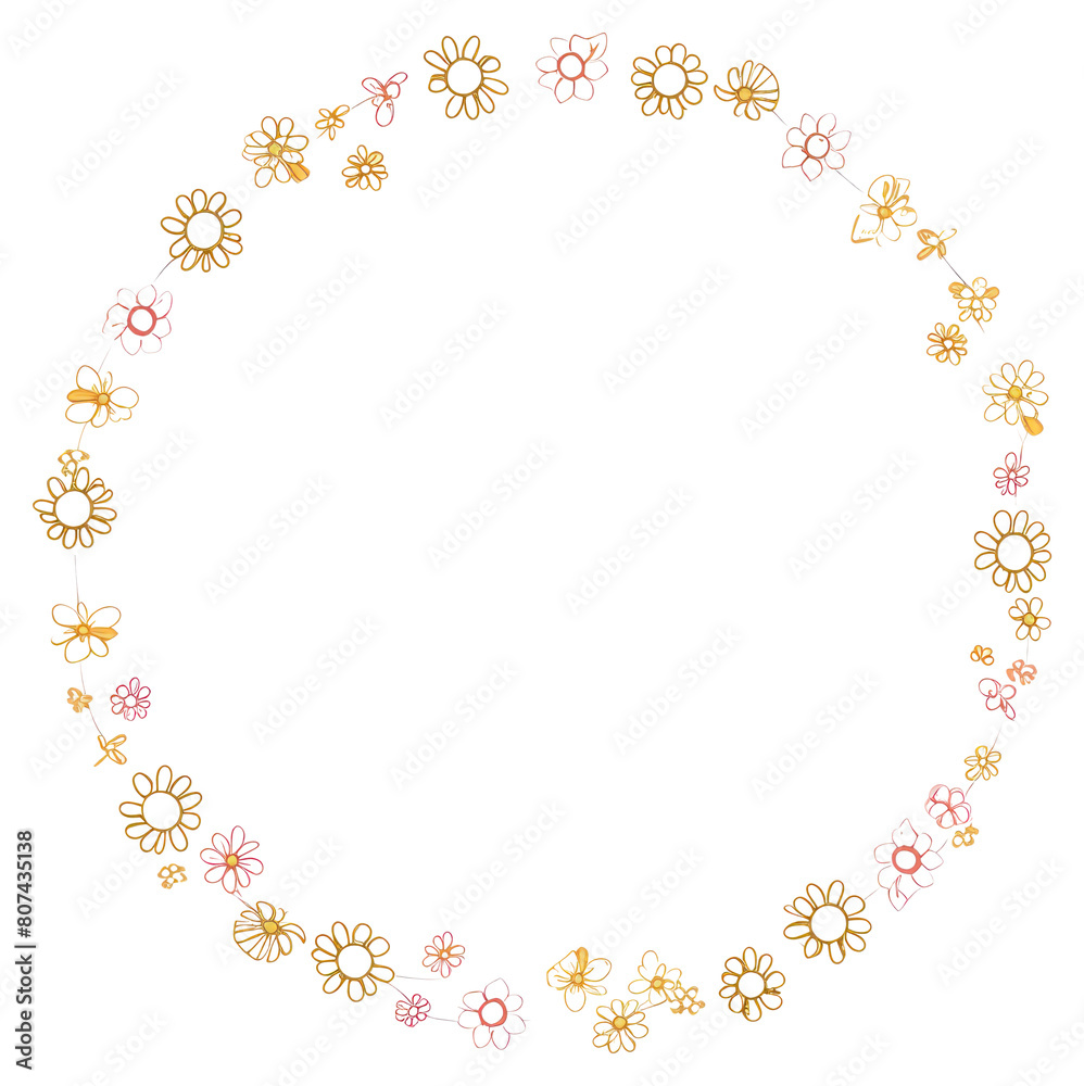 PNG Aesthetic gold glitter single line of little flower circle border accessory necklace. PNG Aesthetic gold glitter single line of little flower circle border accessory necklace.