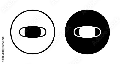 Mask icon vector isolated on white background. Man face with mask icon. Safety breathing masks. Industrial safety N95 mask. Medical mask vector icon.