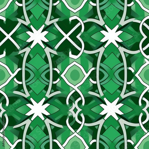 Green Fabric Featuring Geometric Elements