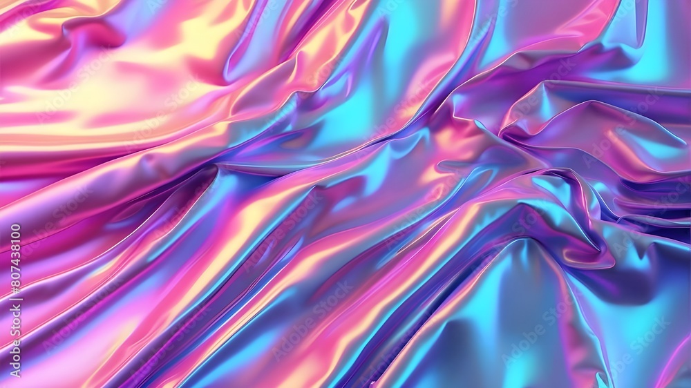 The cloth's holographic texture. gradient-style abstract background. Holographic foil with a rainbow appearance. light metal design with pastel colors. the iridescent foil effect's texture. pearlescen The cloth's holographic texture. gradient-style abstract background. Holographic foil with a rainbow appearance. light metal design with pastel colors. the iridescent foil effect's texture. pearlescen
