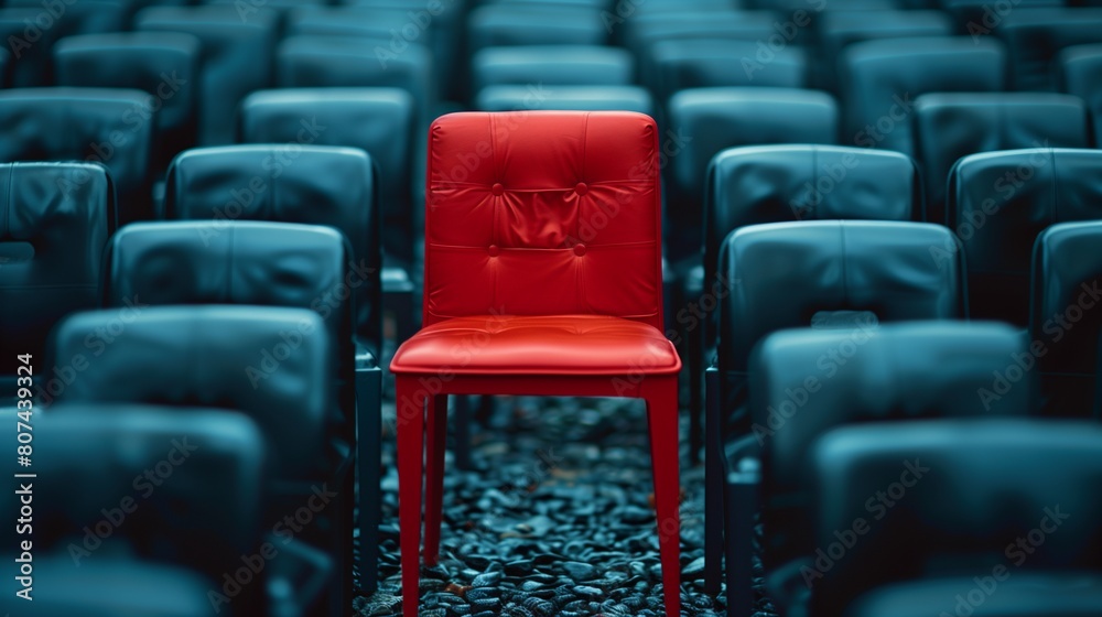 Best candidate concept : Chair standing out of crowd , Business and finance : Generative AI Best candidate concept : Chair standing out of crowd , Business and finance : Generative AI
