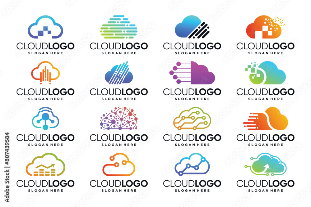 cloud data technology logo design collection
