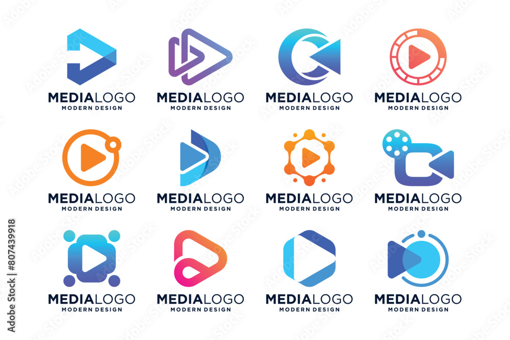 Modern Play media logo design collection Modern Play media logo design collection