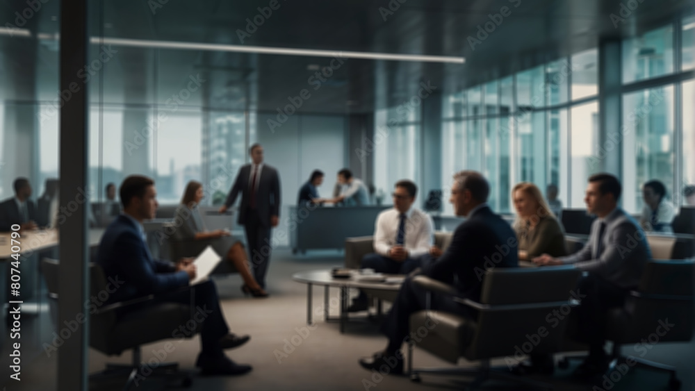 business people working together Blurred Business Meeting Abstract Office Background