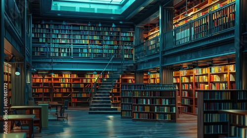 Beautiful Teenager relaxing with book in library