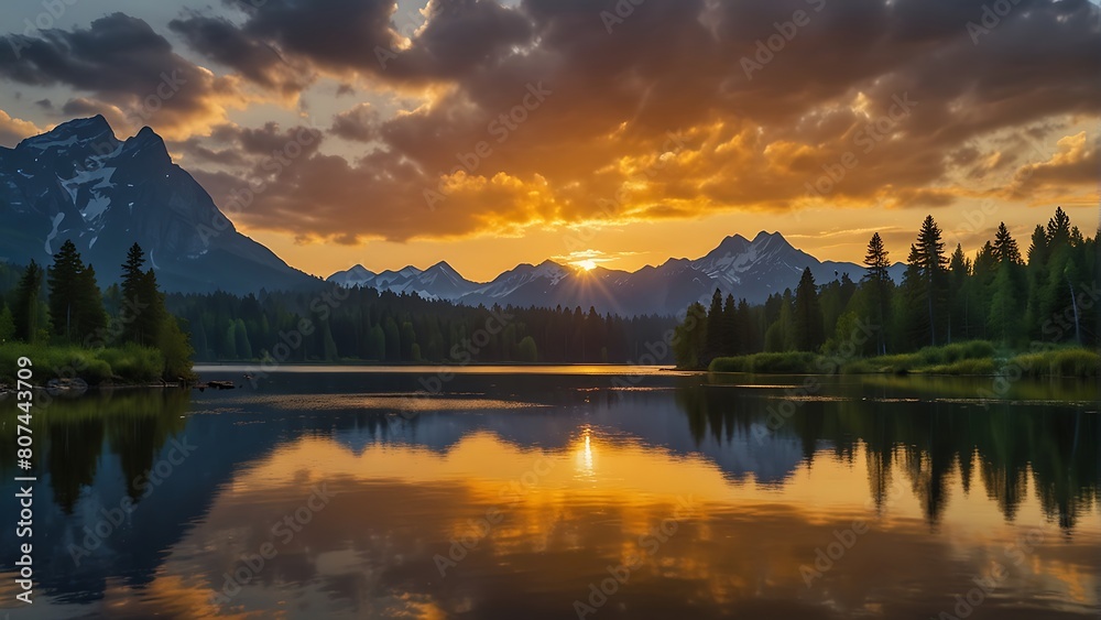 Fototapeta premium Golden Majesty Alpine Sunrise 
