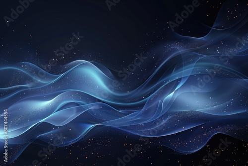 A blue wave with stars and a black background. The blue wave is very long and has a lot of stars