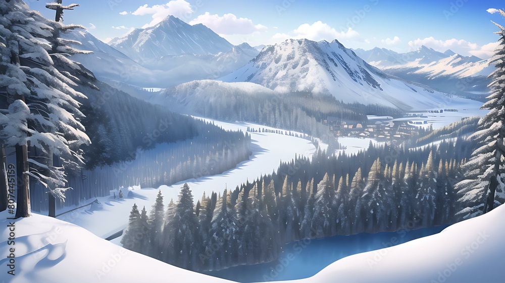 Obraz premium 山岳と雪景色_6 (snowy mountain_6)