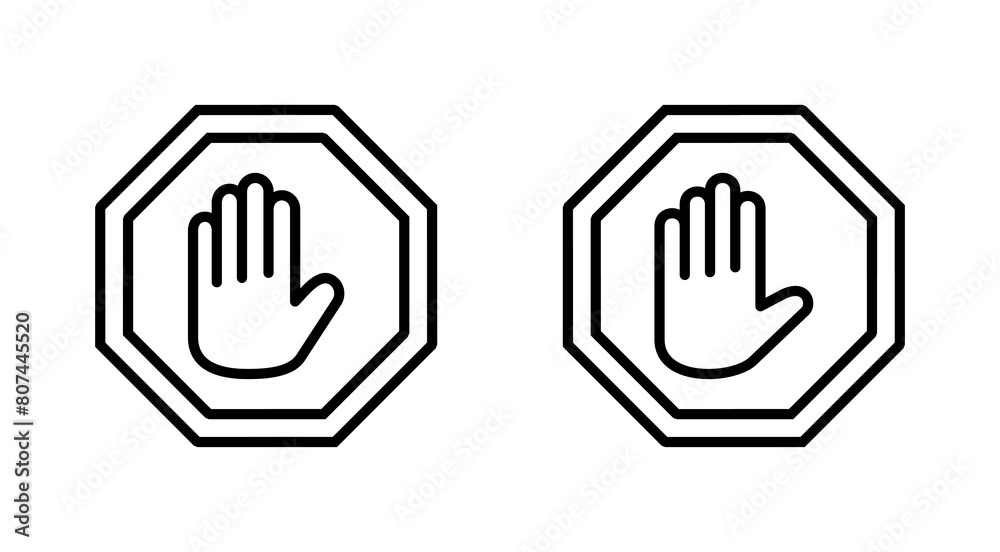 Stop icon set. stop road sign. hand stop icon vector Stop icon set. stop road sign. hand stop icon vector