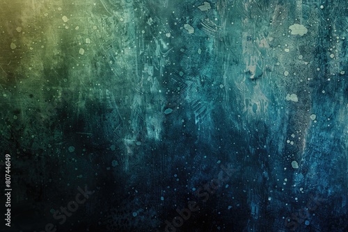A blue and green background with splatters of paint. The splatters are in different sizes and are scattered throughout the background photo