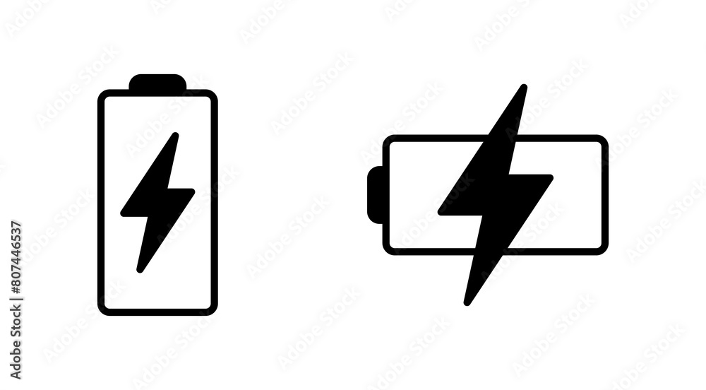 Battery icon set. battery charge level. battery charging icon Battery icon set. battery charge level. battery charging icon