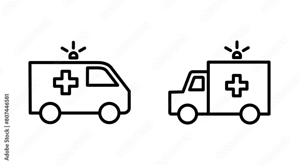 Ambulance icon set. ambulance truck icon vector. ambulance car