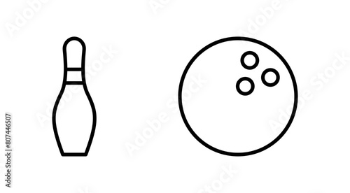 Bowling icon set. bowling ball and pin icon. bowling pins