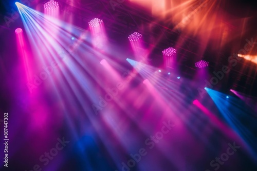 abstract colorful stage lighting with spotlights and beams entertainment concept photo