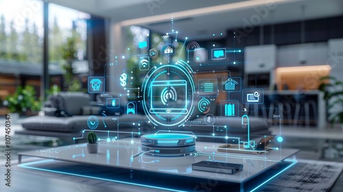 Wallpaper Mural Connected Devices and Appliances Showcase the Concept of Internet of Things, Captured from a Low Angle with Wide-Angle Lens for an Immersive Experience Torontodigital.ca