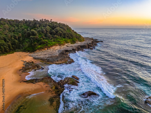 Summer sunrise at the seaside bay