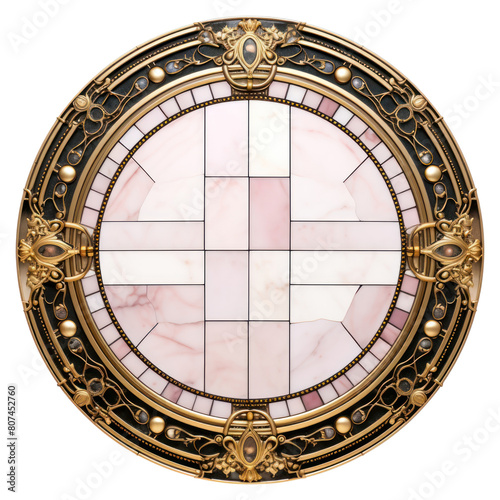 PNG Circle pink art nouveau jewelry gold white background. © Rawpixel.com