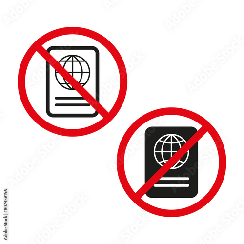 No international passport symbol. Prohibition of travel documents. Border control and security. Vector illustration. EPS 10.