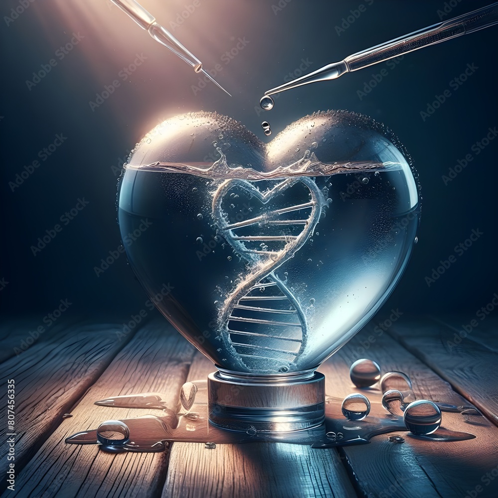 Fototapeta premium Luxury heart,heart create with leafs and water.